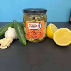 Pickled garlic with jalapeños