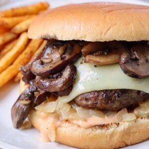mushroom Swiss burger