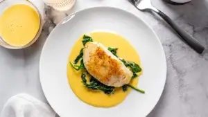 Pan-Roasted Halibut with Lemon Beurre Blanc